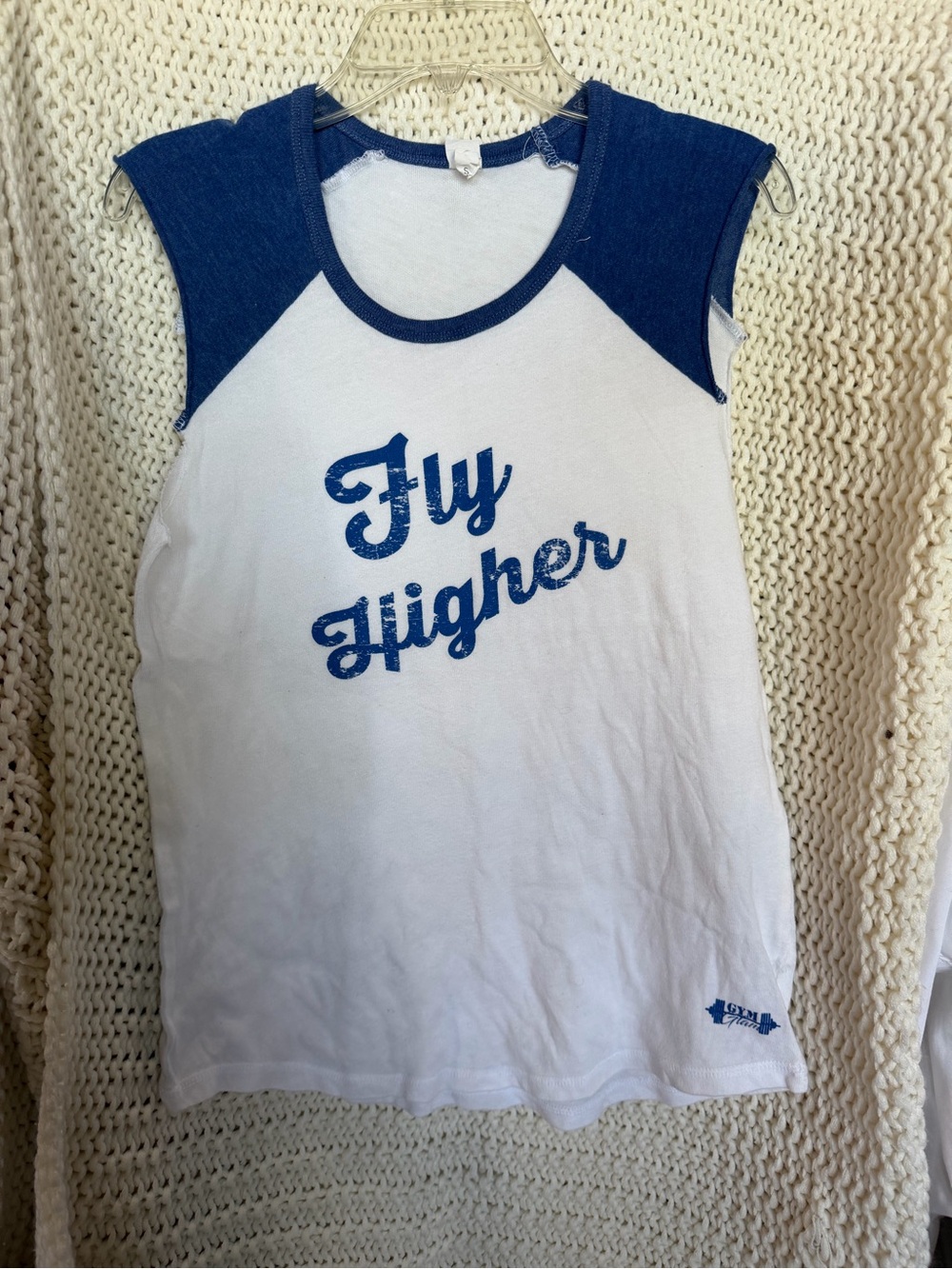 'Fly Higher' White & Blue Sleeveless Top